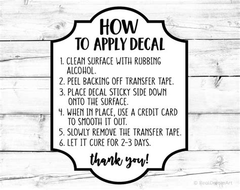 Free Printable Vinyl Decal Application Instructions Printable